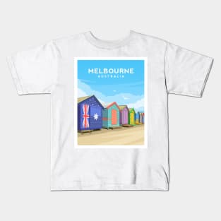 Melbourne, Australia - Brighton Beach Huts Kids T-Shirt